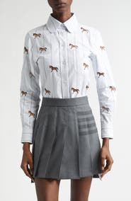 Thom Browne Lunar New Year Horse Embroidered Oxford Button-Up Shirt