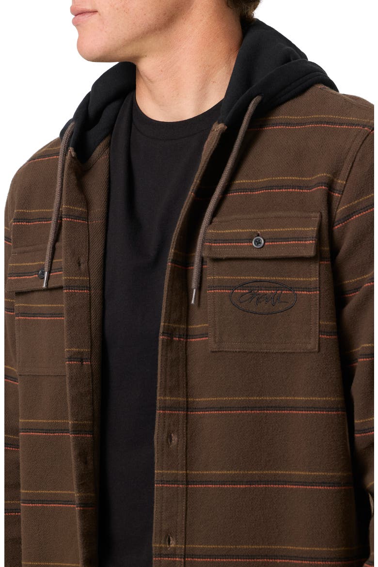 Archer Hooded Button-Up Shirt, Alternate, color, TURKISH COFFEE