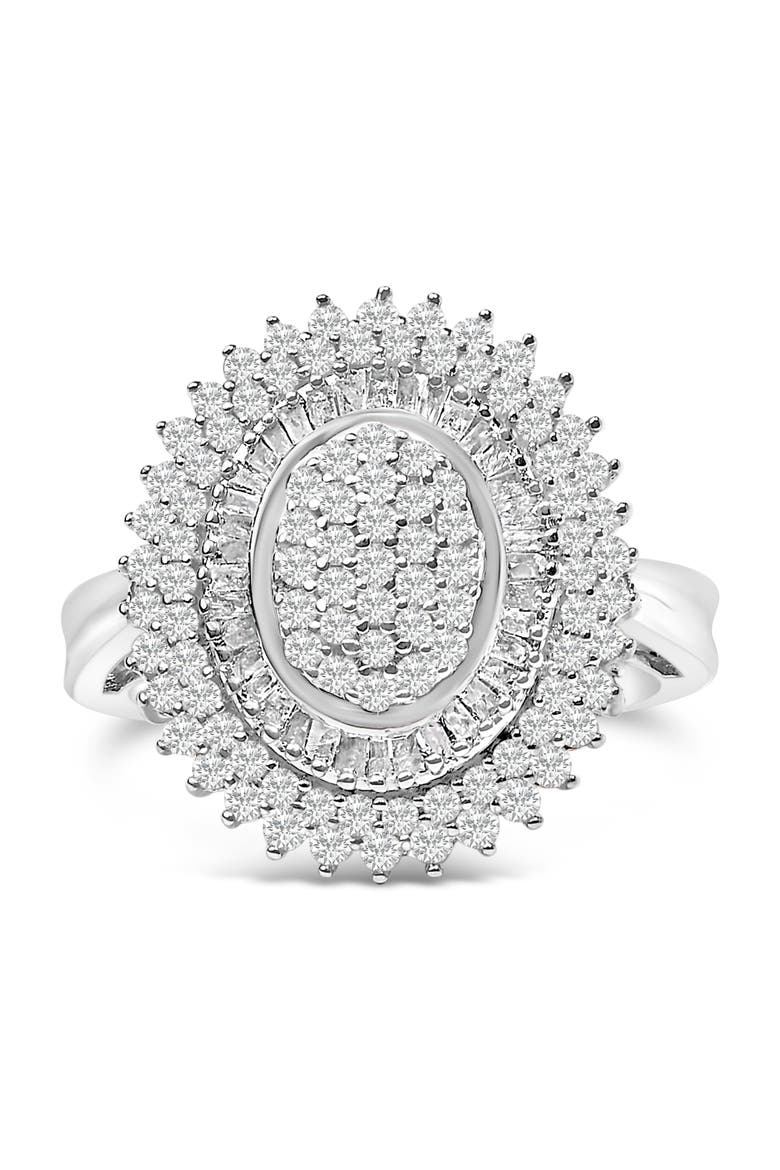 Sterling Silver 2.0 Cttw Diamond Oval Halo Cocktail Ring, Main, color, Silver