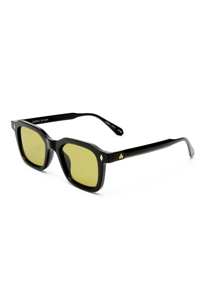 Zodiac 48mm Small Square Sunglasses, Alternate, color, BLACK / MOSS TINT