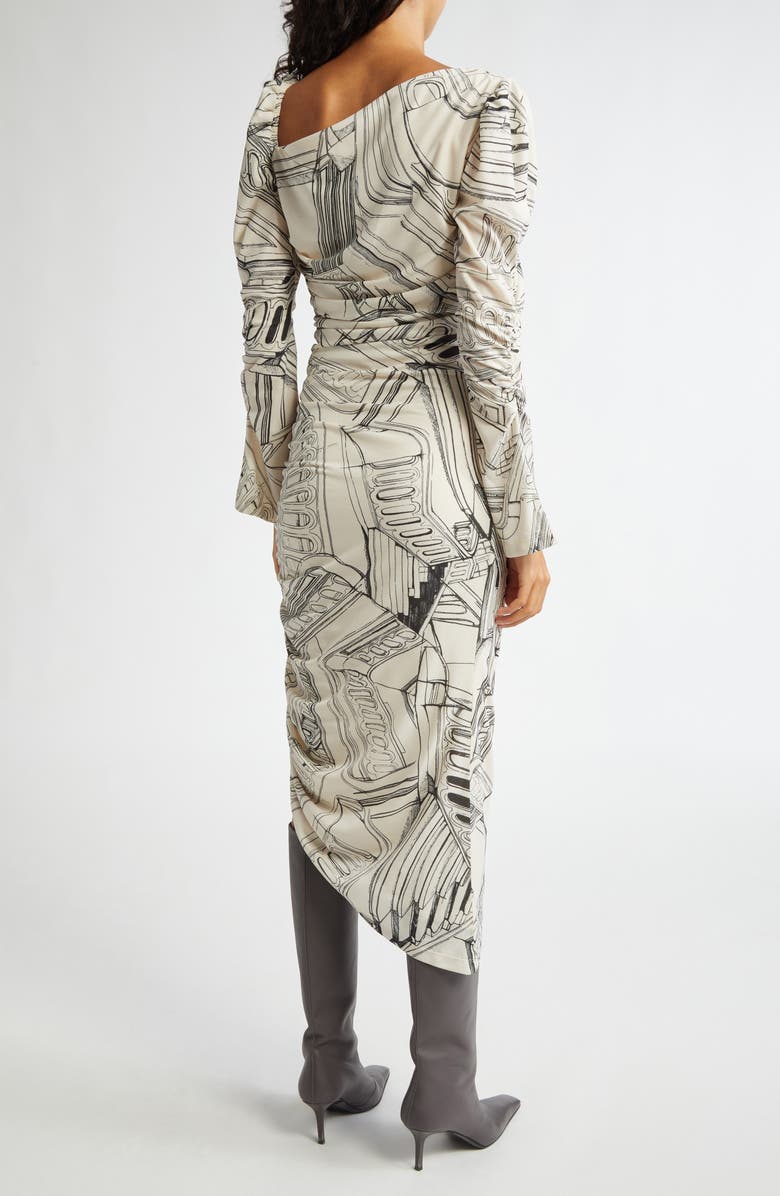 Stine Goya Staircase Print Long Sleeve Asymmetric Dress, Alternate, color,