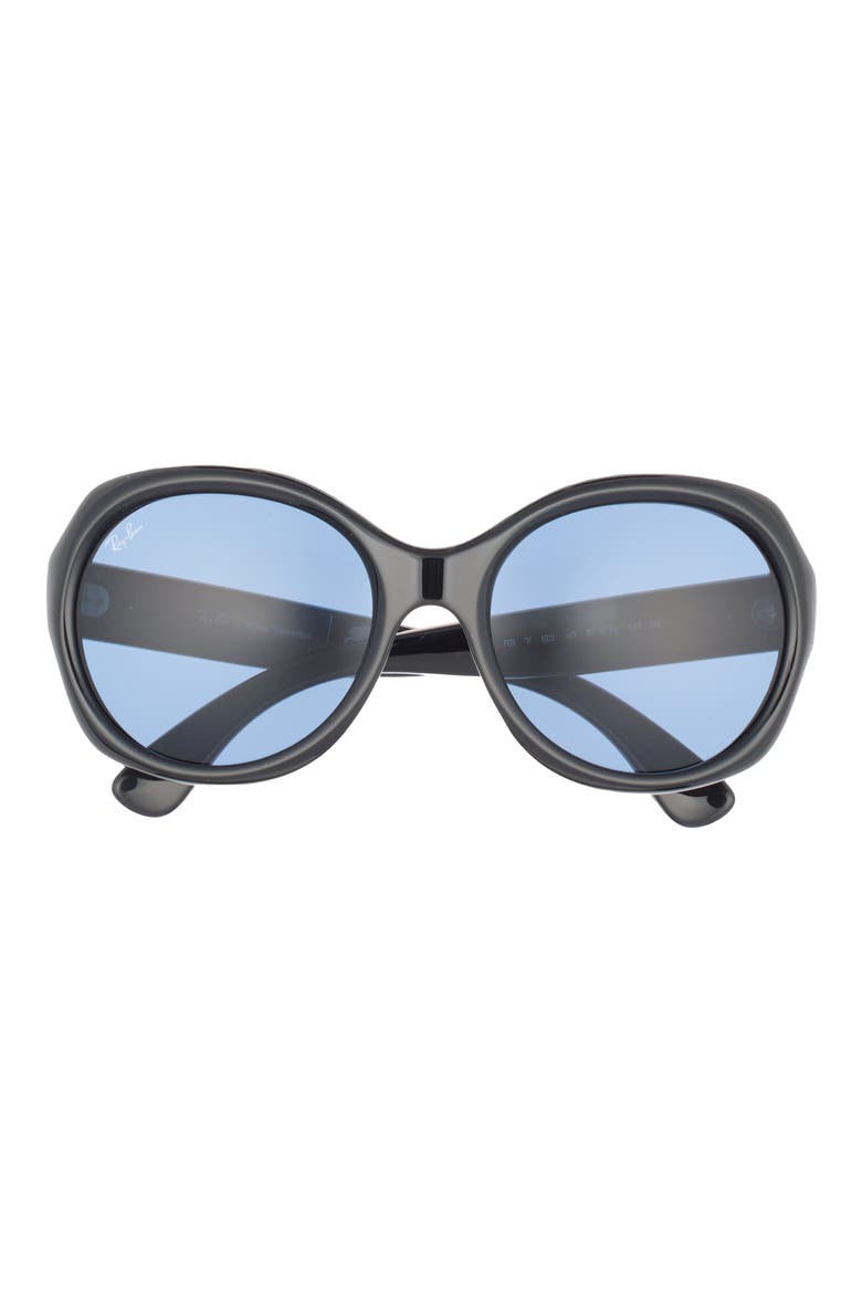 57mm Round Sunglasses, Main, color, BLACK
