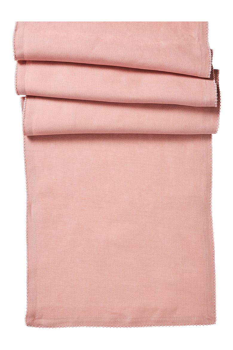 Berry Scallop Linen Table Runner, Main, color, PINK