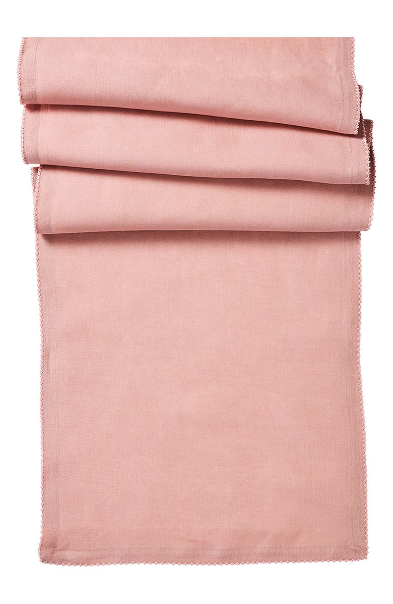 Juliska Berry Scallop Linen Table Runner, Main, color, Pink