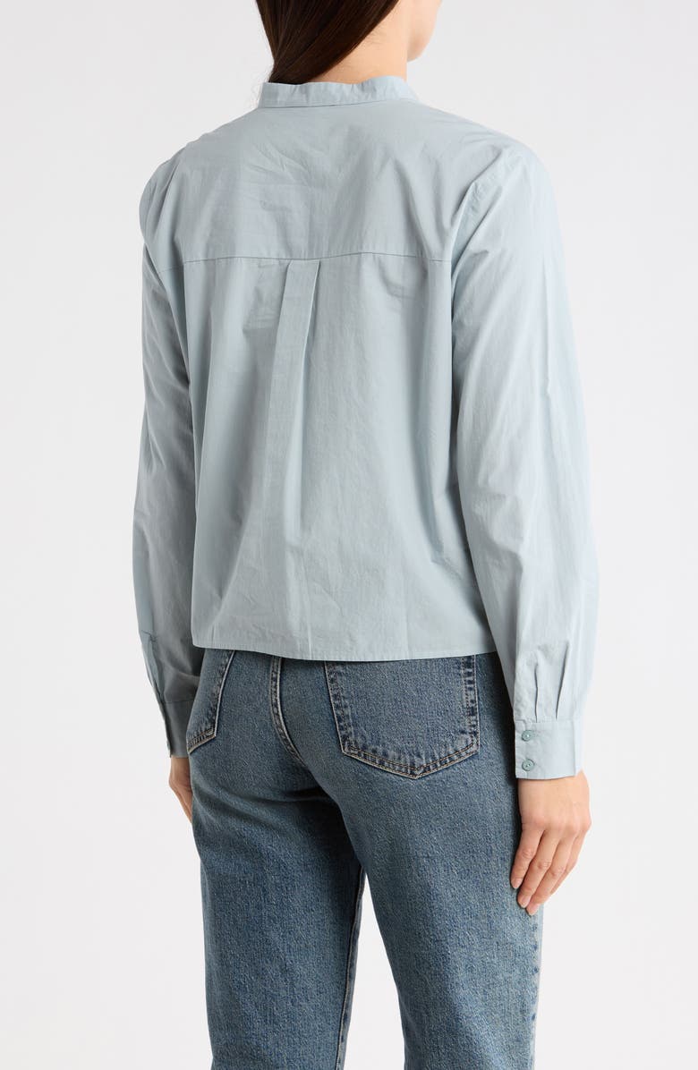 Eileen Fisher Mandarin Collar Button Up Shirt, Alternate, color, Frost