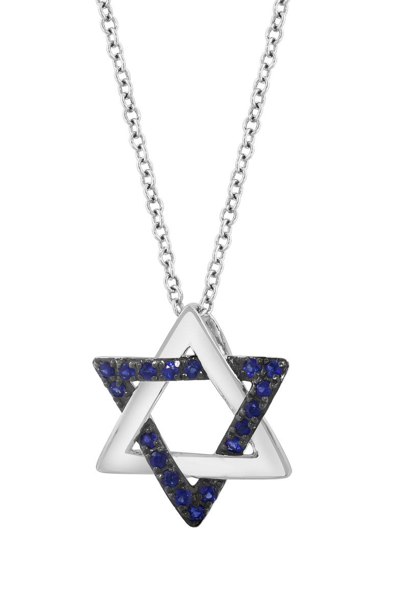 Sterling Silver Sapphire Star of David Pendant Necklace, Alternate, color, BLUE