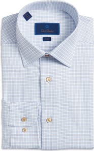 David Donahue Trim Fit Check Cotton Dress Shirt