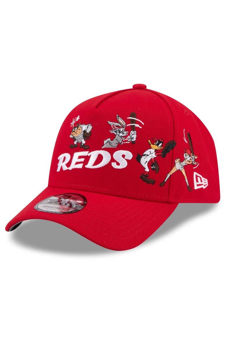 Youth New Era Red Cincinnati Reds Looney Tunes A-Frame 9FORTY Adjustable Hat, Alternate, color, Red