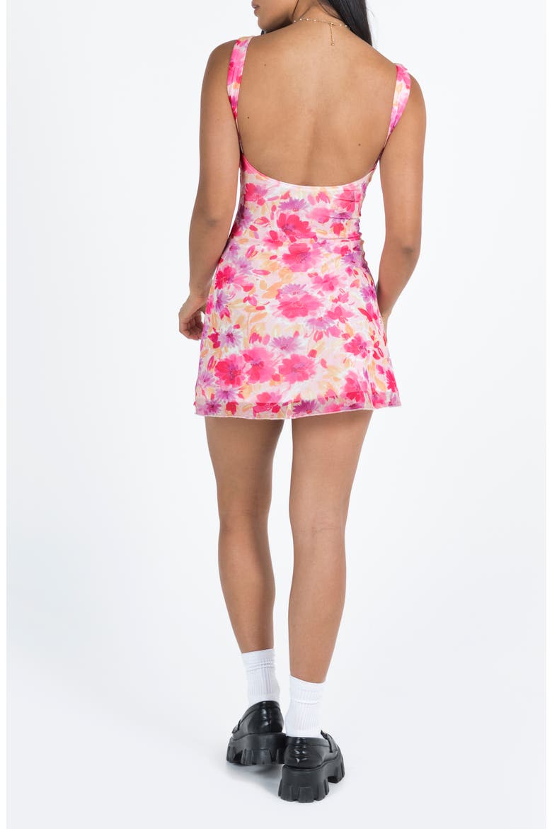 Zuba Floral Mesh Minidress, Alternate, color, PINK FLORAL
