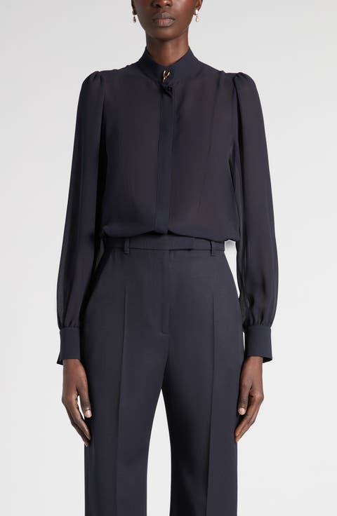 Wishbone Silk Crêpe de Chine Button-Up Shirt