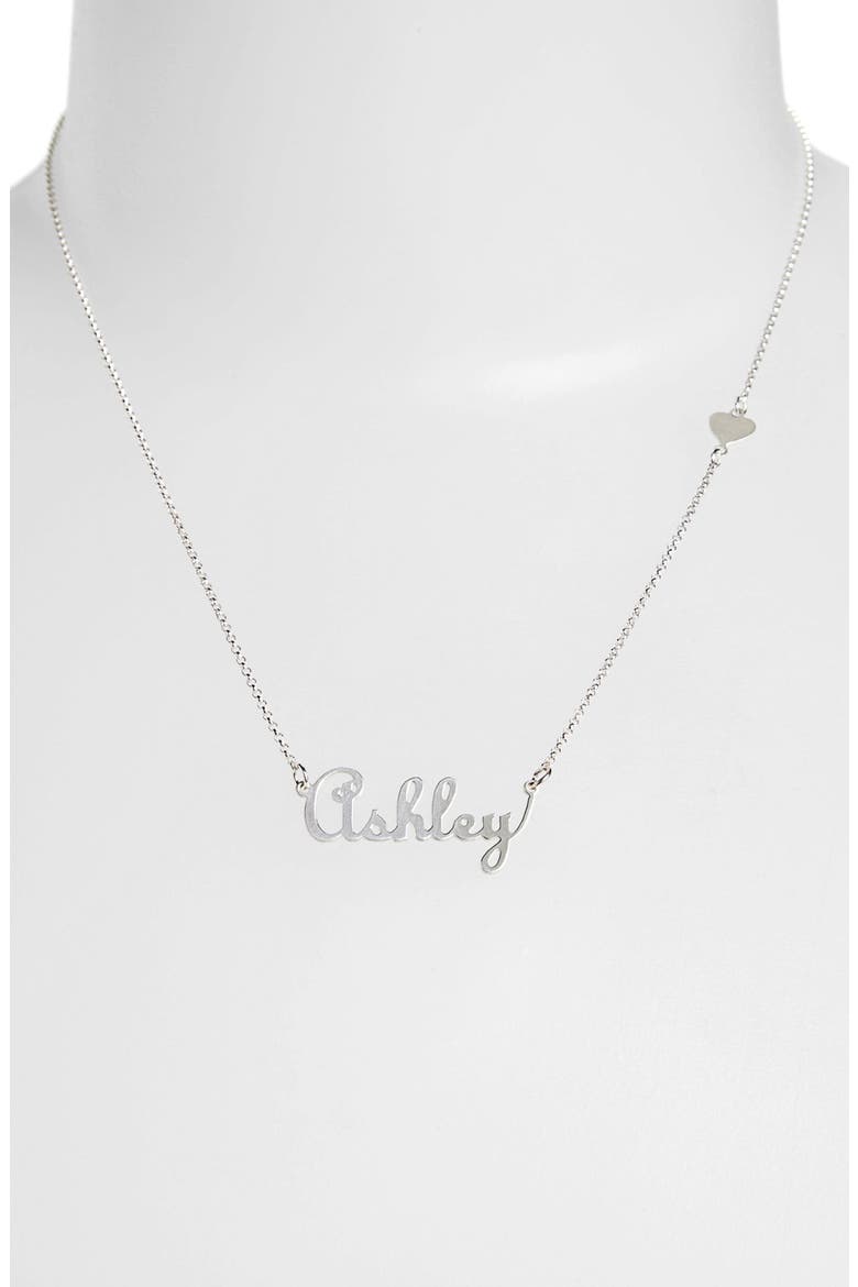 Argento Vivo Personalized Script Name with Heart Necklace, Alternate, color, SILVER