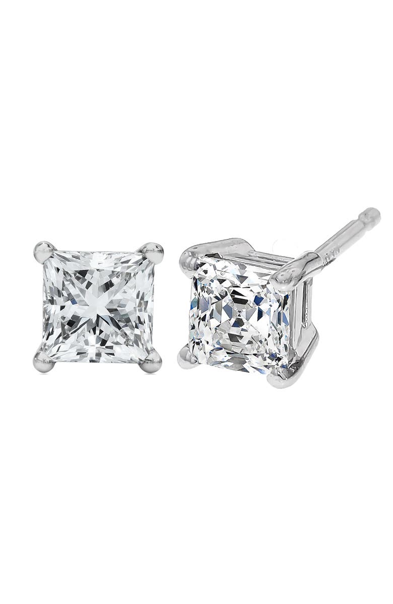Haus of Brilliance 14K White Gold 1/2 Ct Princess Lab Grown Diamond Solitaire Stud Earrings, Main, color, White