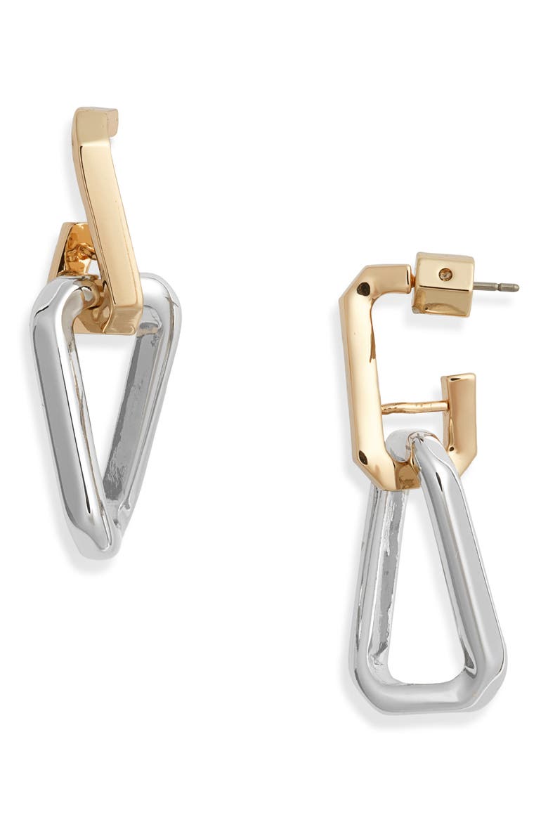 Hex Mismatch Drop Earrings, Main, color, TWO TONE
