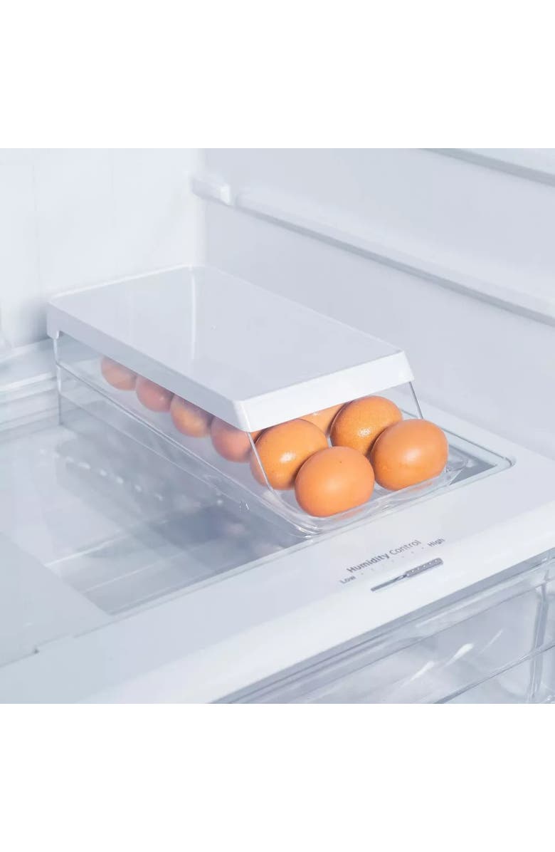 OU Rolling Clear Stackable Egg Holder Organizer, Alternate, color, Clear/White