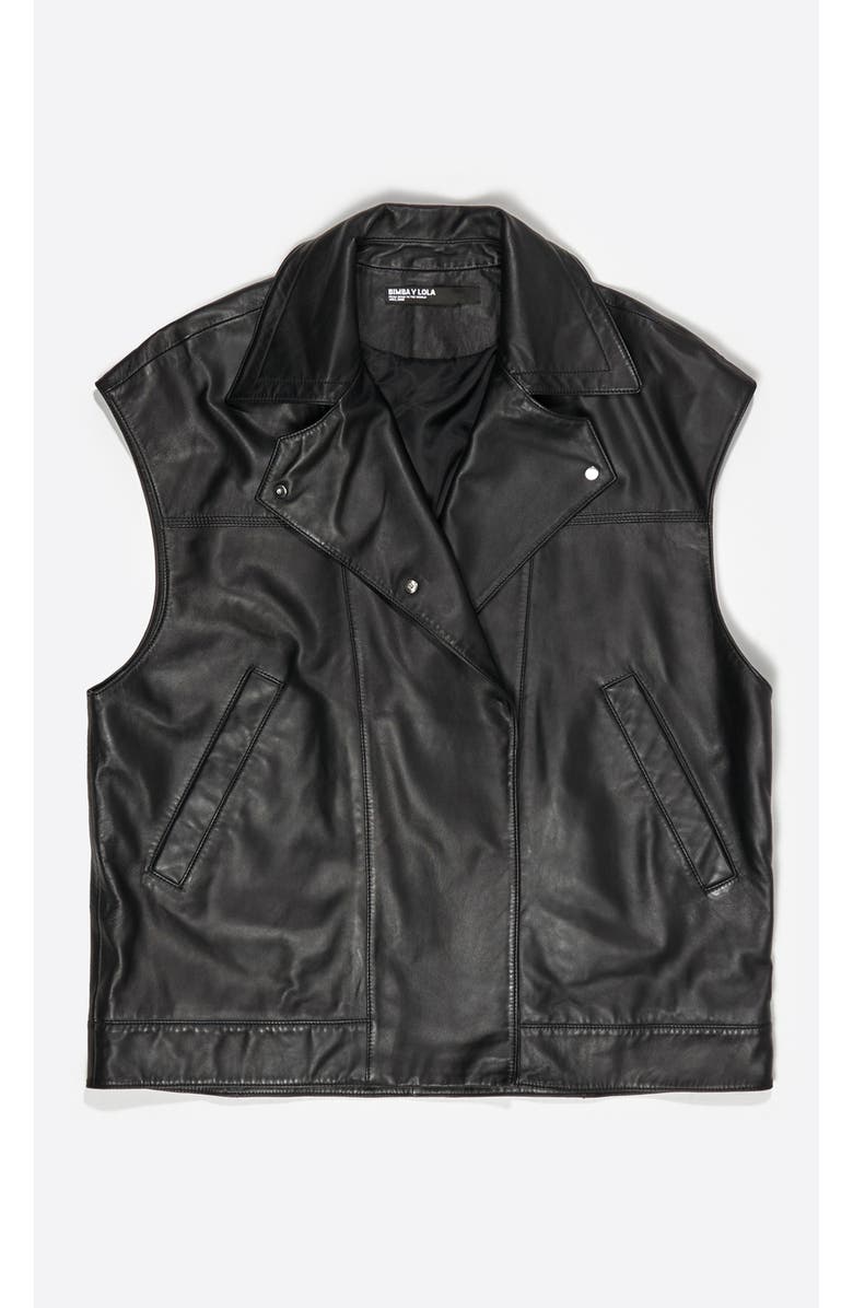 Bimba y Lola Leather Double-Breasted Vest, Alternate, color, Black