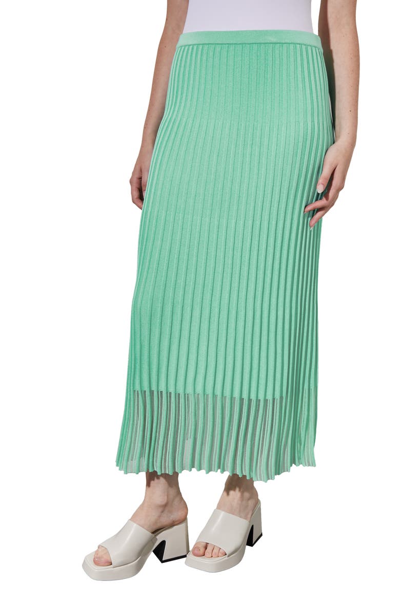 Textured Stripe Sheer Hem Midi Skirt, Alternate, color, SEASPRAY