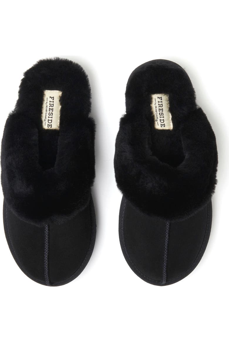 DEARFOAMS Fireside Melton Genuine Shearling Platform Scuff Slipper, Alternate, color, Black