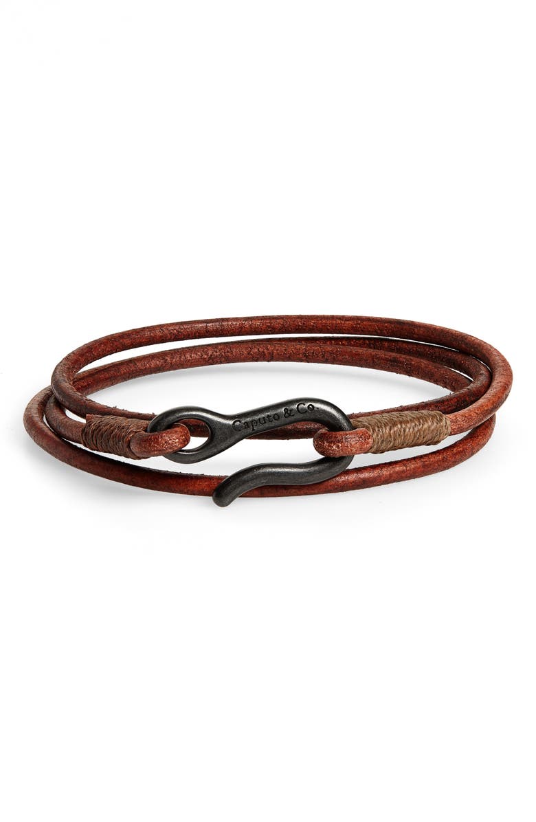 Caputo & Co. Leather Wrap Bracelet, Main, color,