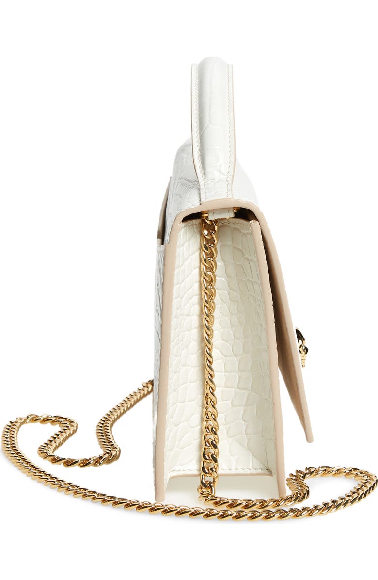 McQueen Medium Skull Croc Embossed Leather Crossbody Bag, Alternate, color, Deep Ivory