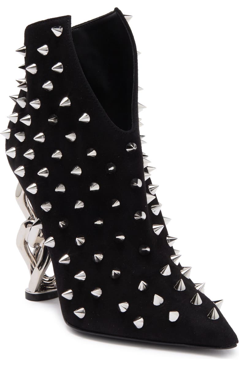 Balmain Studded Sculpted Heel Bootie, Main, color,