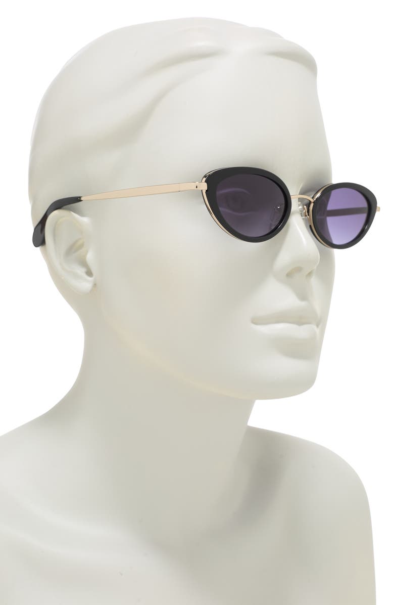 BCBG 49mm Oval Cat Eye Sunglasses, Alternate, color, Black