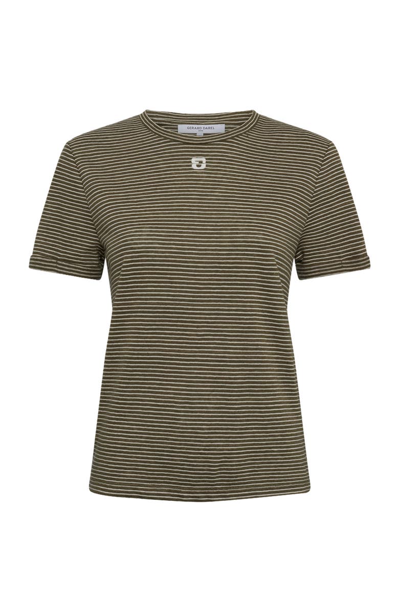 GERARD DAREL Melva Linen Blend Striped T-Shirt, Alternate, color, Khaki Green