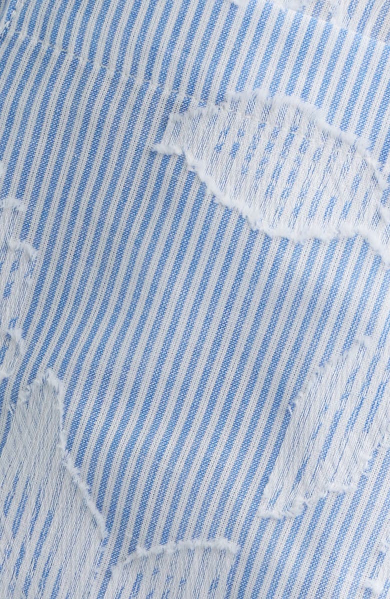 CISSA Floral Appliqué Stripe Cotton Blend Wrap Shirt, Alternate, color, Botanic Overlay