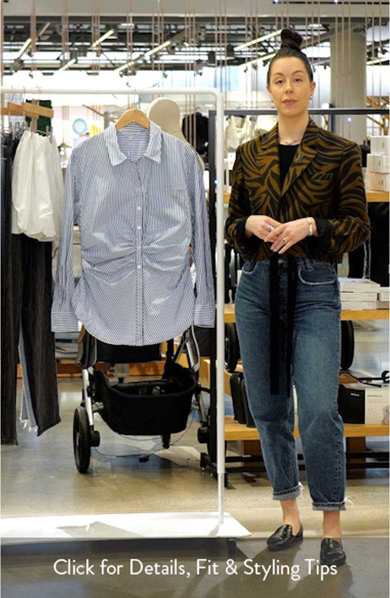 Bosco Stripe Ruched Button-Up Shirt, sales video thumbnail