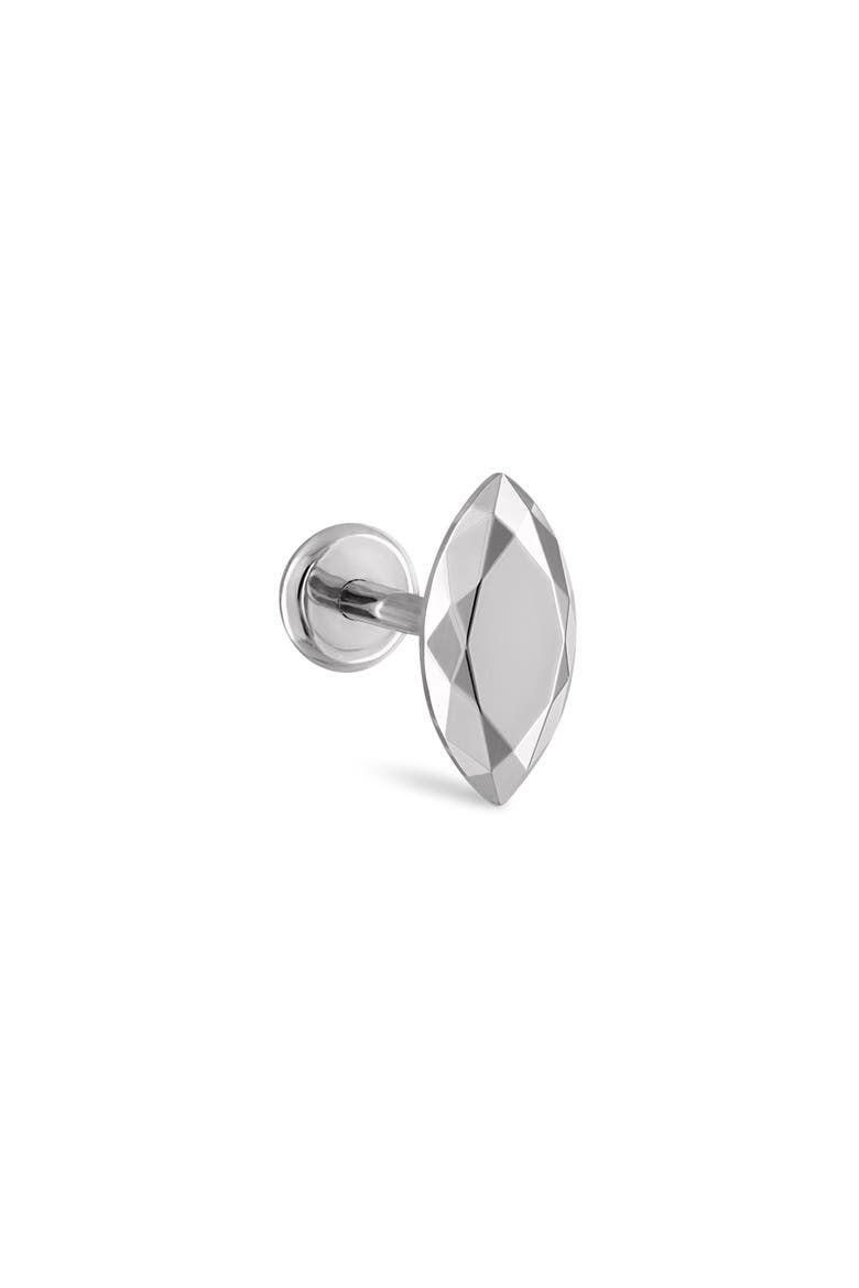 Faceted Marquise Single Threaded Stud Earring, Main, color, WHITE GOLD