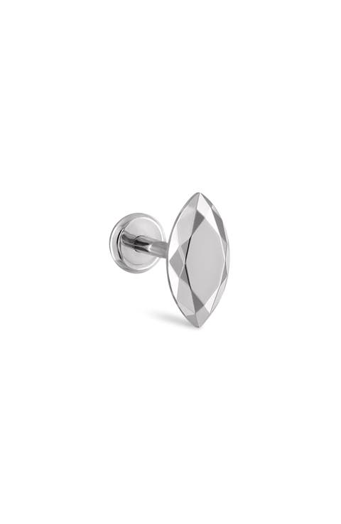 Faceted Marquise Single Threaded Stud Earring