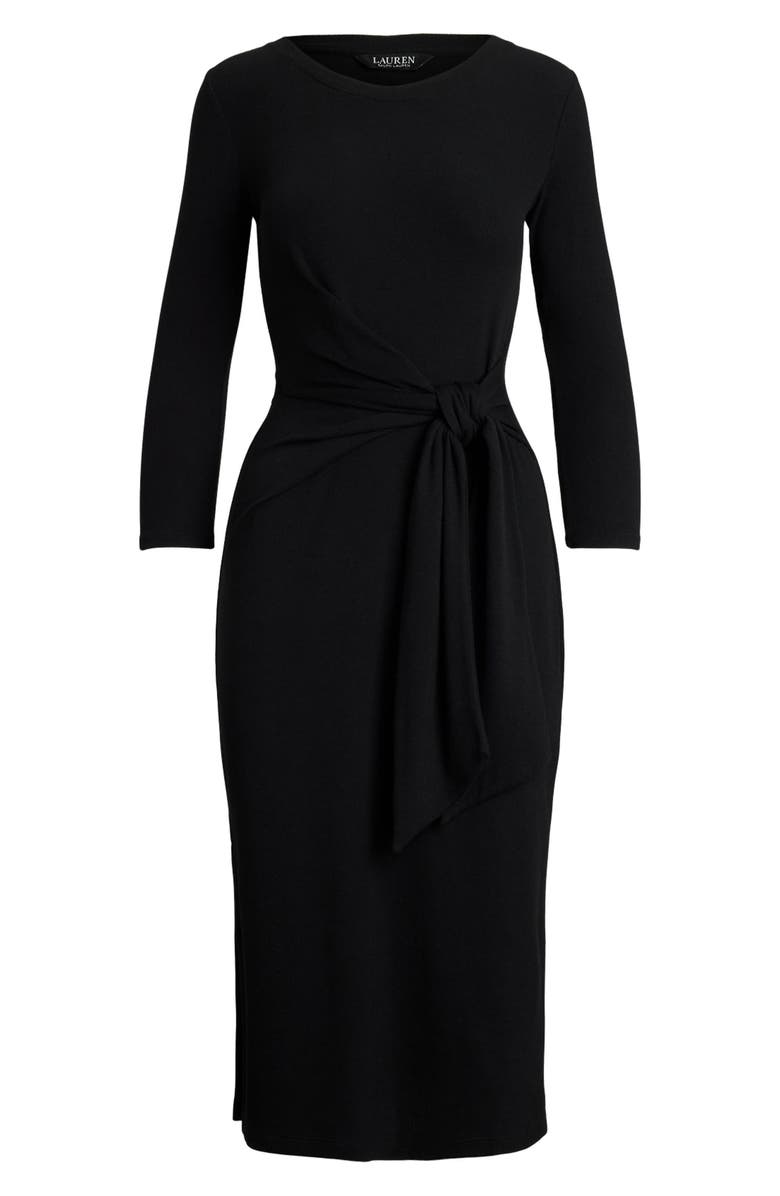 Lauren Ralph Lauren Tie Waist Rib Cotton Blend Midi Dress, Alternate, color,