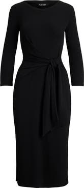 Lauren Ralph Lauren ★【ブレンド ドレス】Tie Waist Rib Dress Lauren Ralph Lauren Tie Waist Rib Cotton Blend Midi Dress