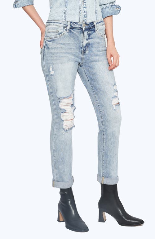 Bayeas High Waist Rolled Cuff Straight Leg Jeans In Blue