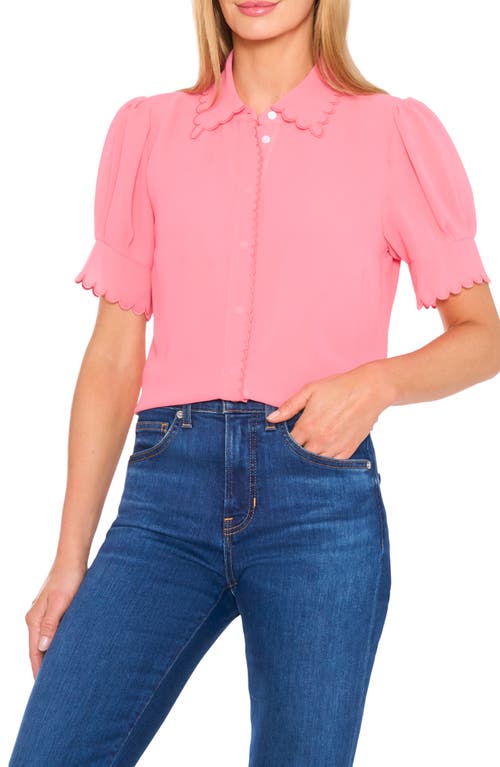 Shop Cece Scallop Trim Button-up Shirt