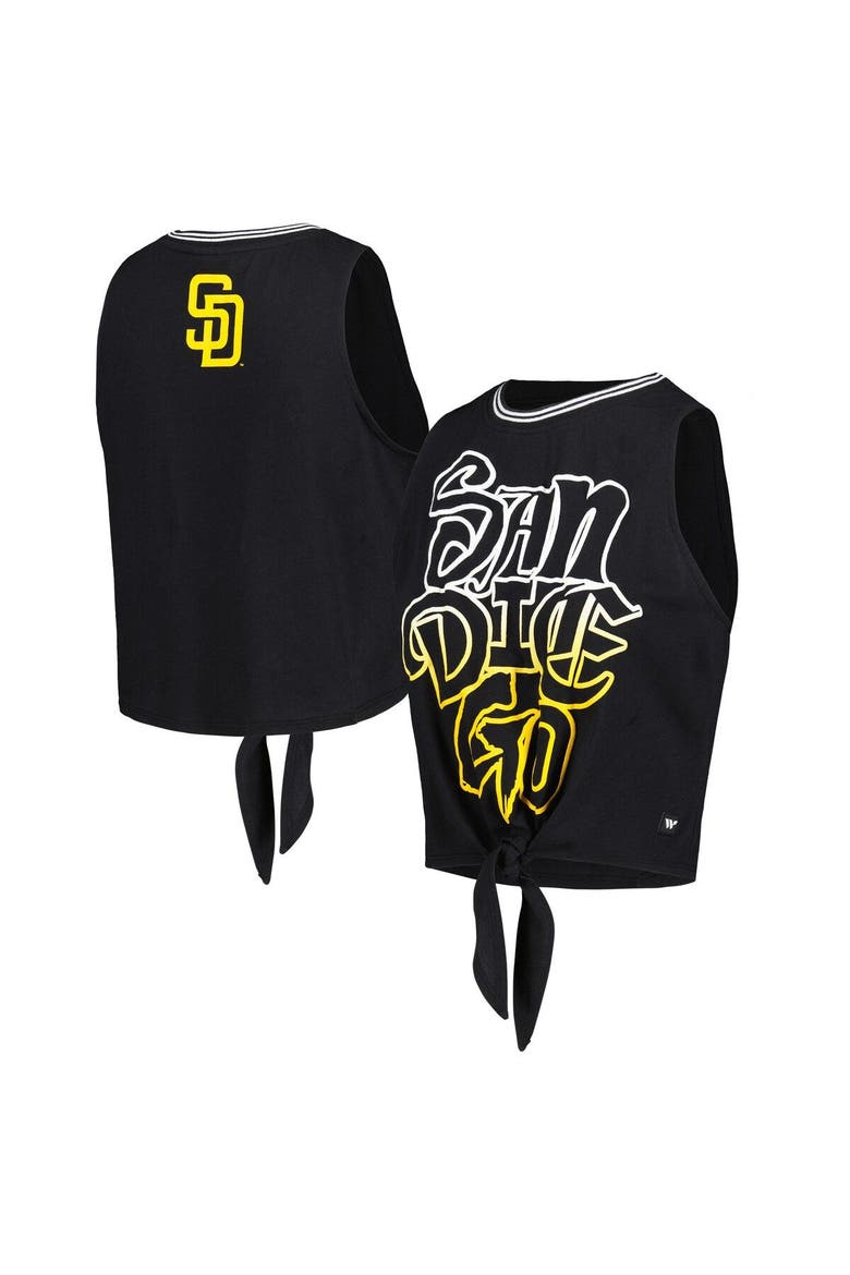 Women's The Wild Collective Black San Diego Padres Twisted Tie Front Tank Top, Main, color, Black