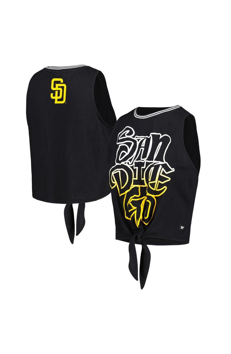 THE WILD COLLECTIVE Women's The Wild Collective Black San Diego Padres Twisted Tie Front Tank Top, Main, color, Black