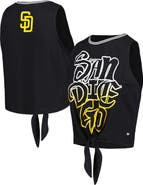 THE WILD COLLECTIVE Women's The Wild Collective Black San Diego Padres Twisted Tie Front Tank Top