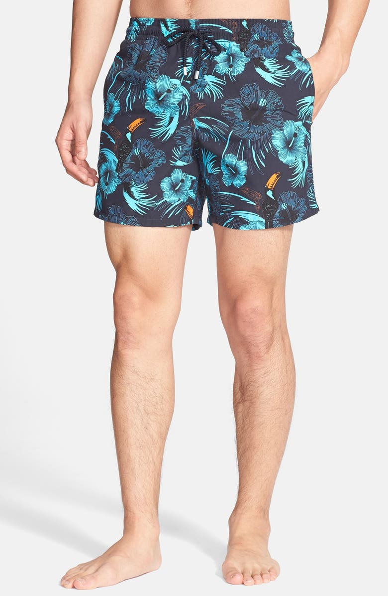 Vilebrequin 'Moorea' Toucan Floral Print Swim Trunks, Main, color,