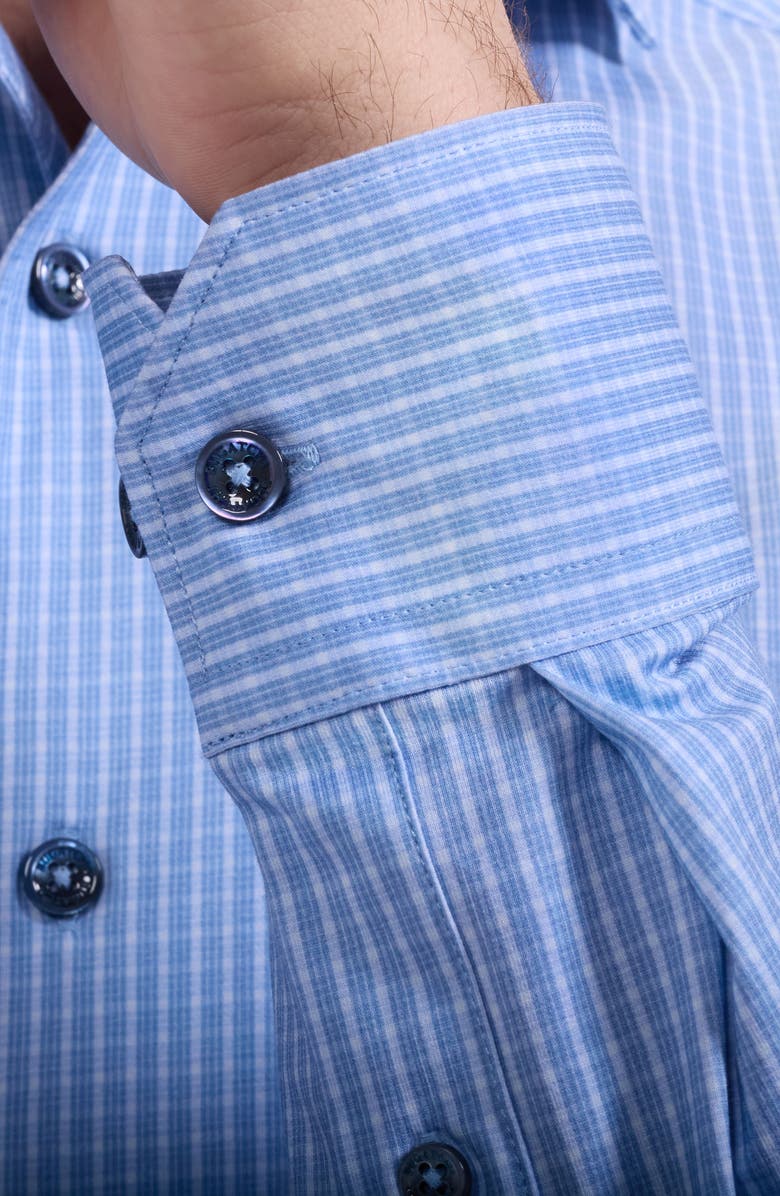 Bugatchi Devon OoohCotton<sup>®</sup> Plaid Button-Up Shirt, Alternate, color, Air Blue