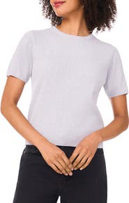 Halogen® Short Sleeve Rib Sweater Top