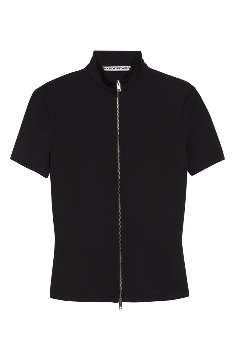 Alexander Wang Short Sleeve Zip Rashguard Top, Alternate, color, Black