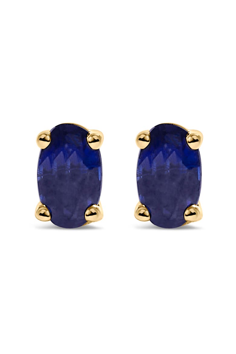 14K Gold Oval Cut Gemstone Birthstone 5x3 mm Stud Earrings, Main, color, Yellow | Blue Sapphire