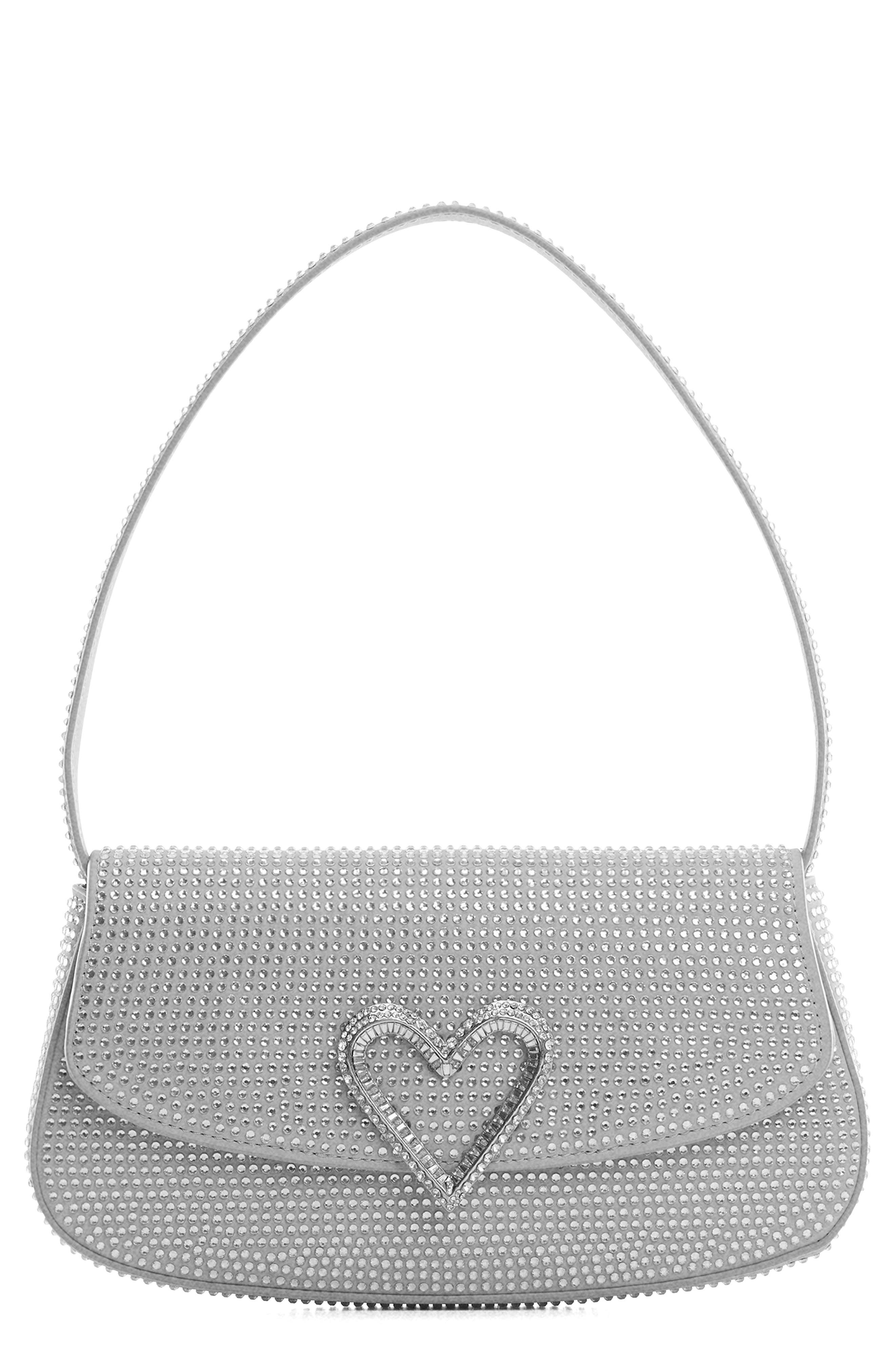 MANGO Crystal Heart Shoulder Bag, Main, color, 