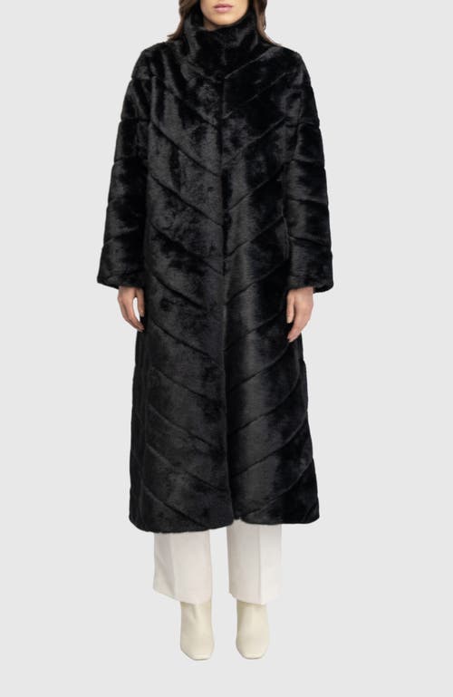 Lyla Grant Fur-free Mink (faux Fur) Coat In Black