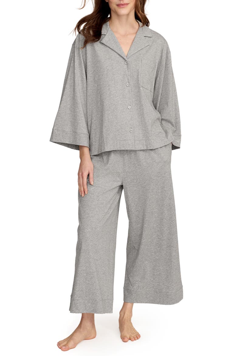 Olivia Wide Leg Pima Cotton Pajamas, Main, color, GREY