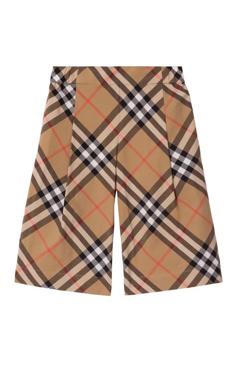 Girls' Check Cotton Trousers