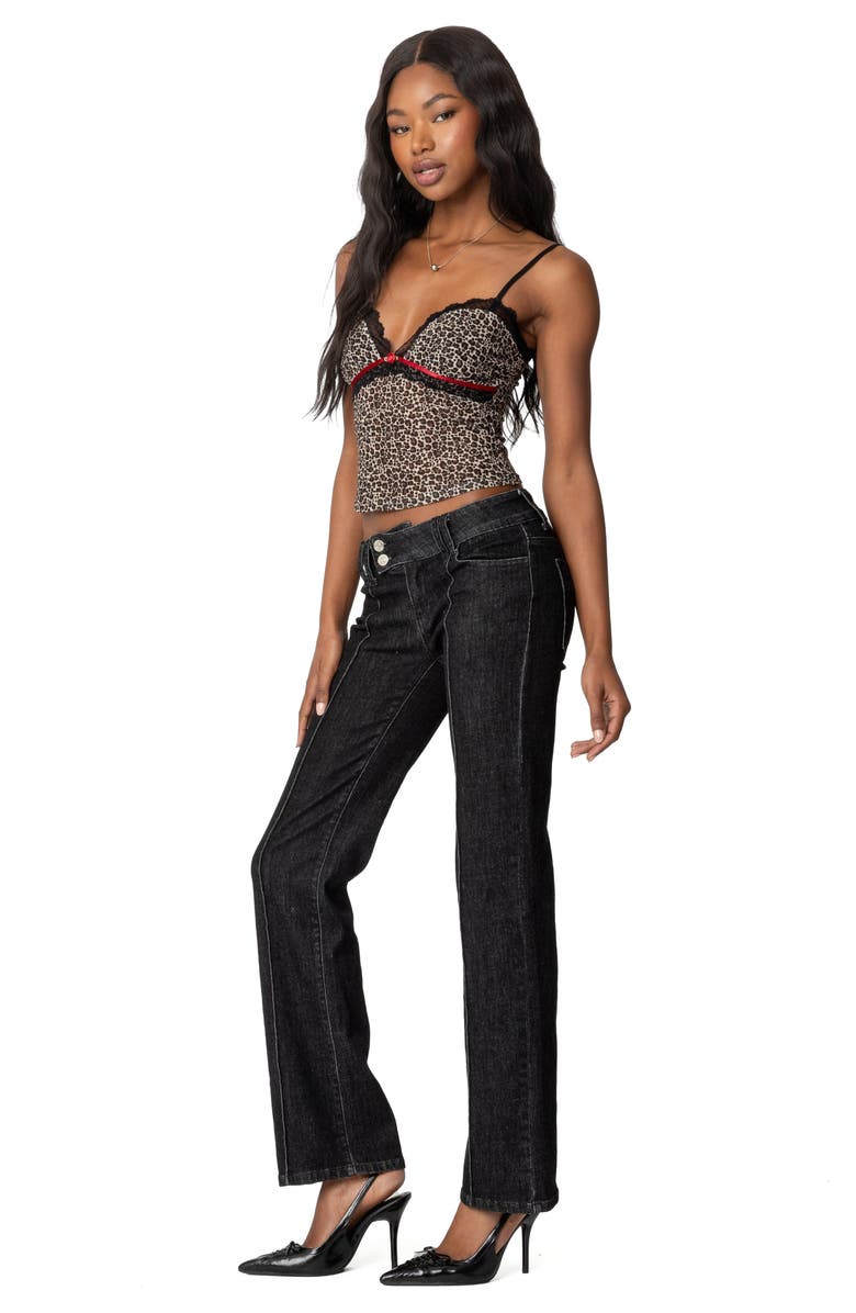 EDIKTED Lacey Leopard Print Mesh Camisole, Alternate, color, Black Leopard Mix