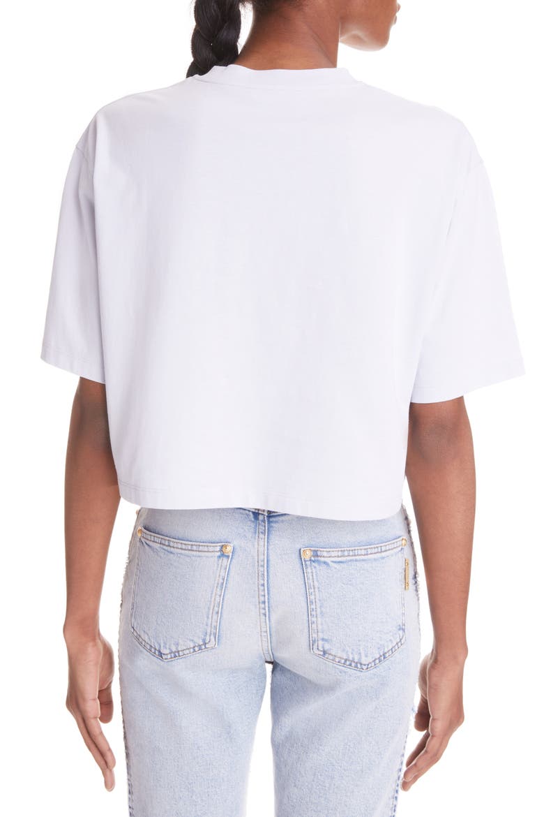 Crop Cotton Logo Tee, Alternate, color, PALE YELLOW/LIGHT BL
