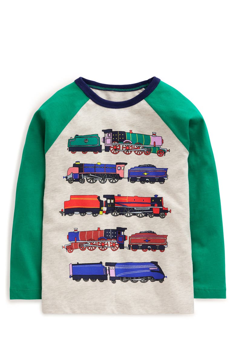 Mini Boden Kids' Train Long Sleeve Cotton Graphic T-Shirt, Main, color, 