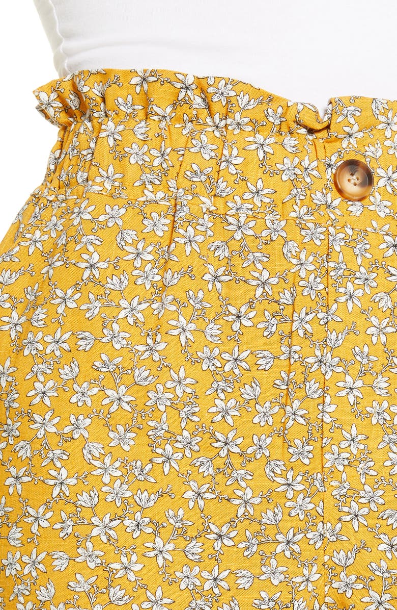 Topshop Floral Print Paperbag Waist Shorts, Alternate, color,